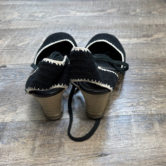 Via Spiga Black Crochet Espadrille Wedges - Picture 3 of 4